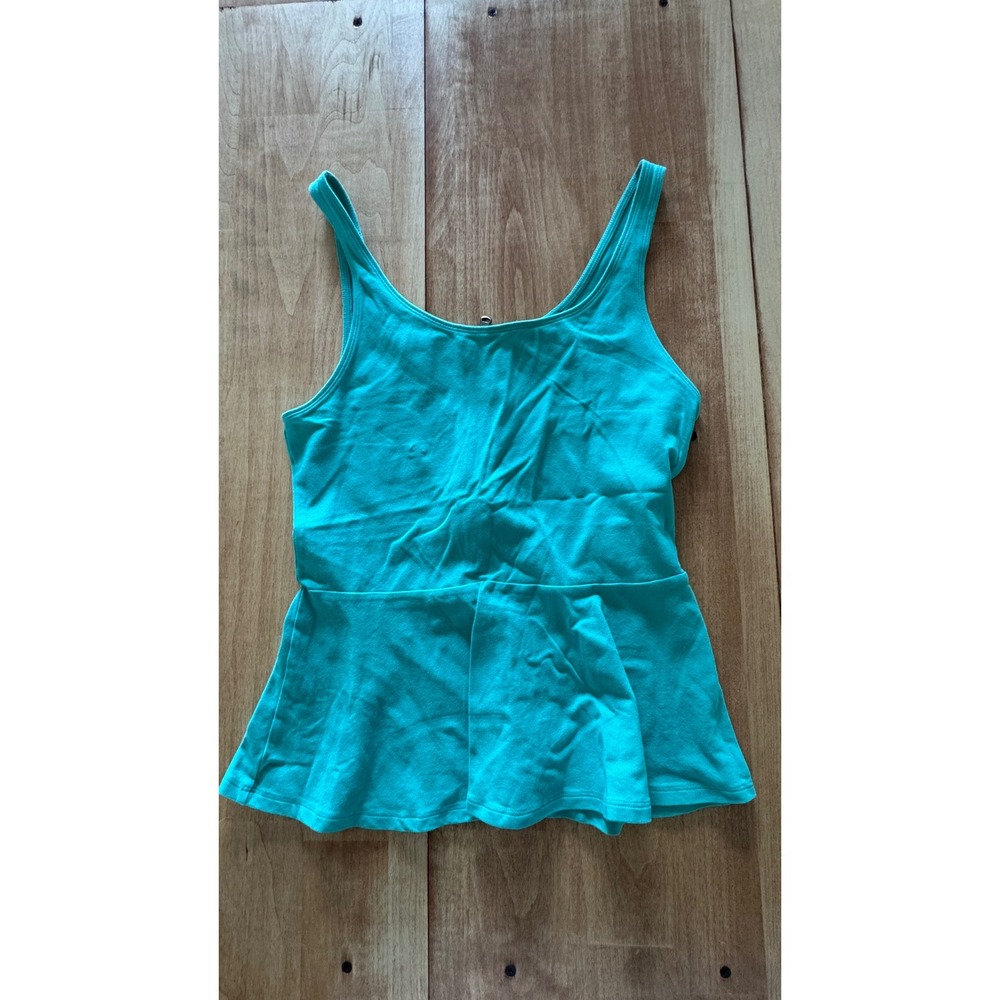 Express‎ Teal Green Peplum Tank Top Sleeveless Scoop Neck Zip Back Small